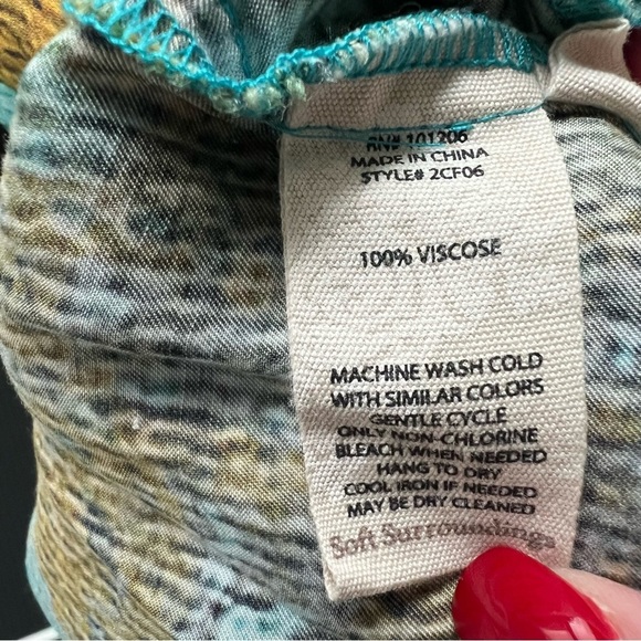 Soft Surroundings Pants Wide Leg Palazzo Cassatt Gilded Blue Multicolor tropical - Picture 15 of 15